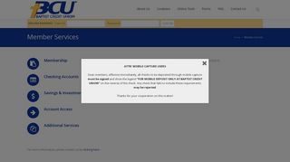 Member Services | Baptist Credit Union