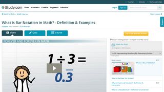 What is Bar Notation in Math? - Definition & Examples - Video ...