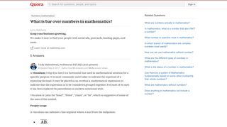 What is bar over numbers in mathematics? - Quora