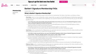 Barbie® Signature Memberhship FAQs - Mattel