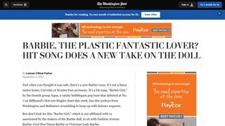 BARBIE, THE PLASTIC FANTASTIC LOVER? HIT SONG DOES A ...