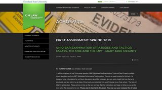 First Assignment Spring 2018 | Cleveland-Marshall College of Law