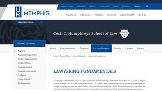 Lawyering Fundamentals - School of Law - The University of Memphis