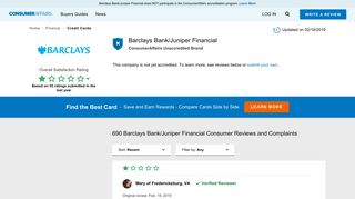 Top 688 Reviews and Complaints about Barclays Bank/Juniper ...
