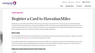 Register a Card to HawaiianMiles - Hawaiian Airlines - Service