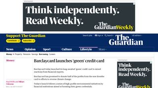 Barclaycard launches 'green' credit card | Money | The Guardian