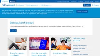 Barclaycard online account logout | Barclaycard