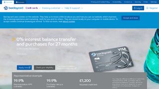 Platinum 27 month 0% purchase and balance transfer offer - Barclaycard