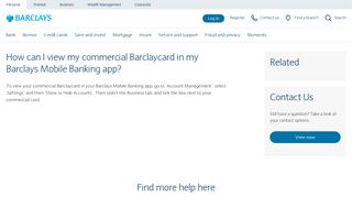 How can I view my commercial Barclaycard in my Barclays Mobile ...