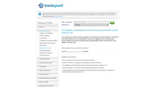 I've forgotten my Barclaycard online servicing username/ID number ...