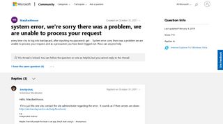 system error, we're sorry there was a problem, we are unable to ...
