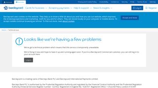 Technical issue | Barclaycard business