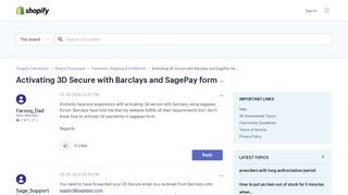 Activating 3D Secure with Barclays and SagePay for... - Shopify ...