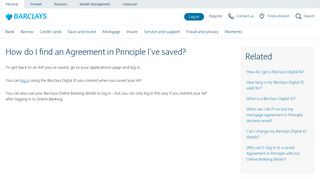 How do I find an Agreement in Principle I've saved? | Barclays