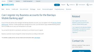 Can I register my Business accounts for the Barclays Mobile Banking ...