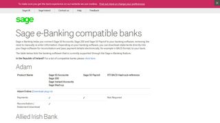 Sage e-Banking compatible banks - My Sage - Sage UK