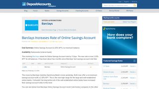 Barclays Increases Rate of Online Savings Account - Deposit Accounts