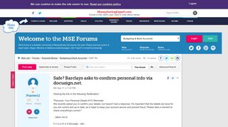 Safe? Barclays asks to confirm personal info via docusign.net ...