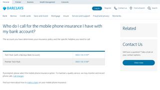 Who do I call for the mobile phone insurance I have with my ... - Barclays