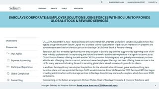 Barclays Corporate & Employer Solutions joins forces with Solium to ...