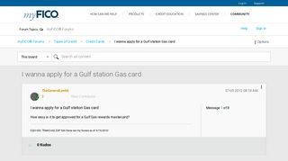 I wanna apply for a Gulf station Gas card - myFICO® Forums - 1477278