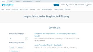 Help with Mobile banking Mobile PINsentry - Barclays
