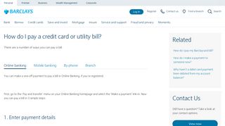 Pay credit card or bill | Barclays