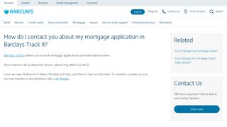 How do I contact you about my mortgage application in Barclays Track ...