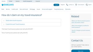 Travel Insurance - Claim | Barclays