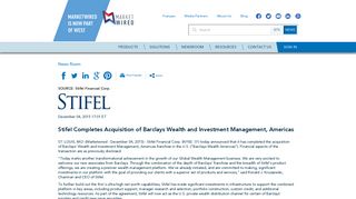 Stifel Completes Acquisition of Barclays Wealth and Investment ...