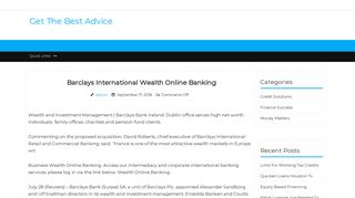 Barclays International Wealth Online Banking - Get The Best Advice