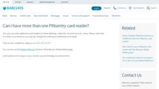 Can I have more than one PINsentry card reader? | Barclays
