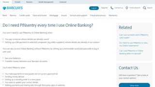 Do I need PINsentry every time I use Online Banking? | Barclays
