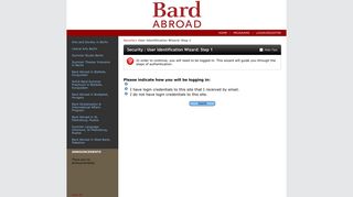 Security>User Identification Wizard: Step 1>Bard Abroad