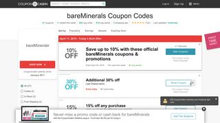 25% Off bareMinerals Coupons & Coupon Codes - February 2019