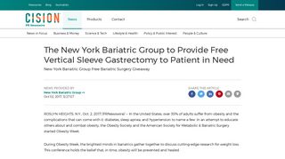 The New York Bariatric Group to Provide Free Vertical Sleeve ...