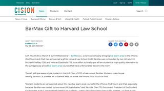 BarMax Gift to Harvard Law School - PR Newswire