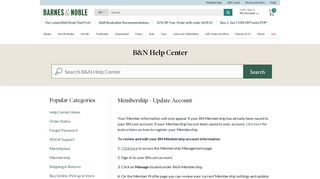 Membership - Update Account - Barnes & Noble
