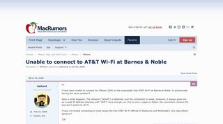 Unable to connect to AT&T Wi-Fi at Barnes & Noble | MacRumors Forums