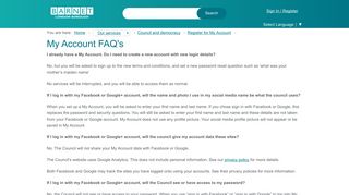 My Account FAQ's - barnet.gov.uk