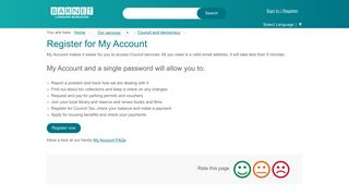 Register for My Account - barnet.gov.uk - Barnet Council
