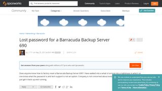 [SOLVED] Lost password for a Barracuda Backup Server 690 ...