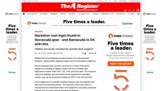 Backdoor root login found in Barracuda gear - and Barracuda is OK ...