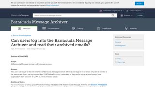 Can users log into the Barracuda Message Archiver and read their ...