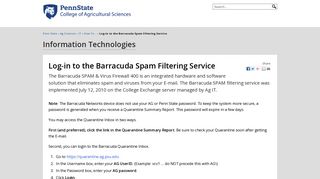 Log-in to the Barracuda Spam Filtering Service — Information ...
