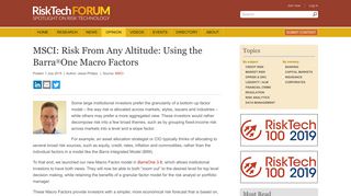 MSCI: Risk From Any Altitude: Using the Barra®One Macro Factors ...