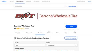 Working at Barron's Wholesale Tire: Employee Reviews | Indeed.com