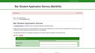 Bar Student Application Service (BarSAS) - IPP login screen