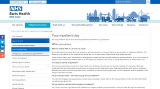 Your inpatient stay - Barts Health NHS Trust