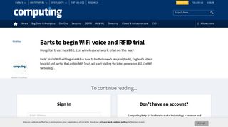 Barts to begin WiFi voice and RFID trial | Computing
